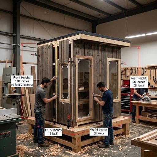 Modern Outdoor Sauna Plans — Step-by-step 3D assembly diagram