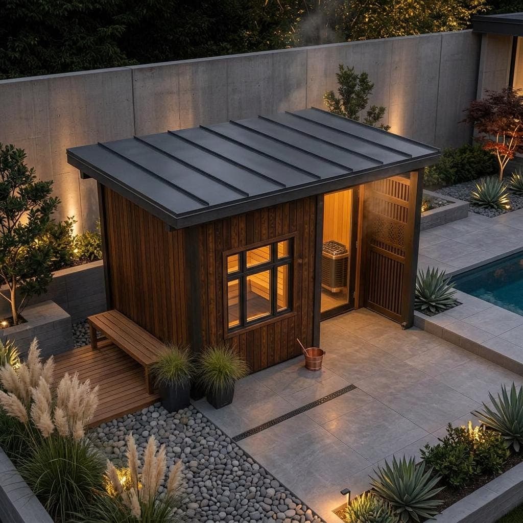 Modern Outdoor Sauna Plans — Finished build photo