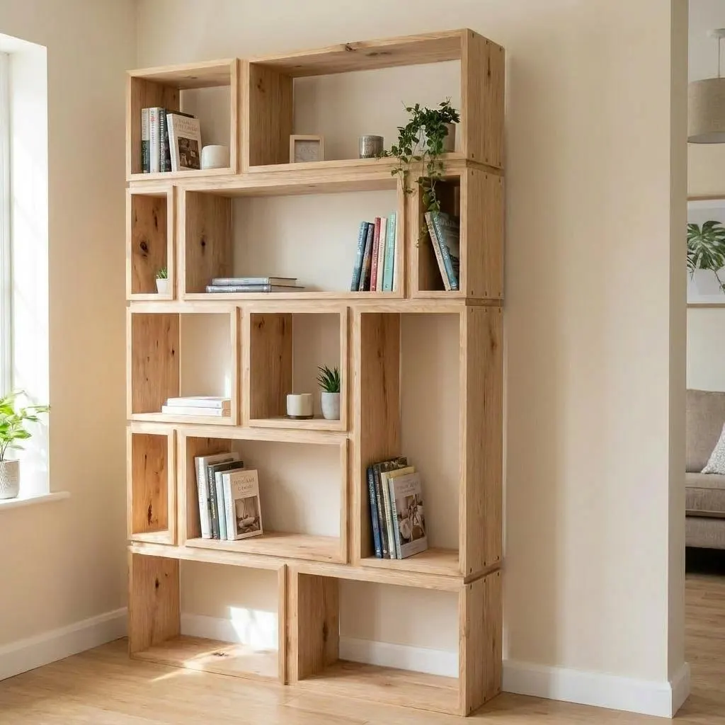 DIY Bookshelf Plans — 3D exploded assembly view
