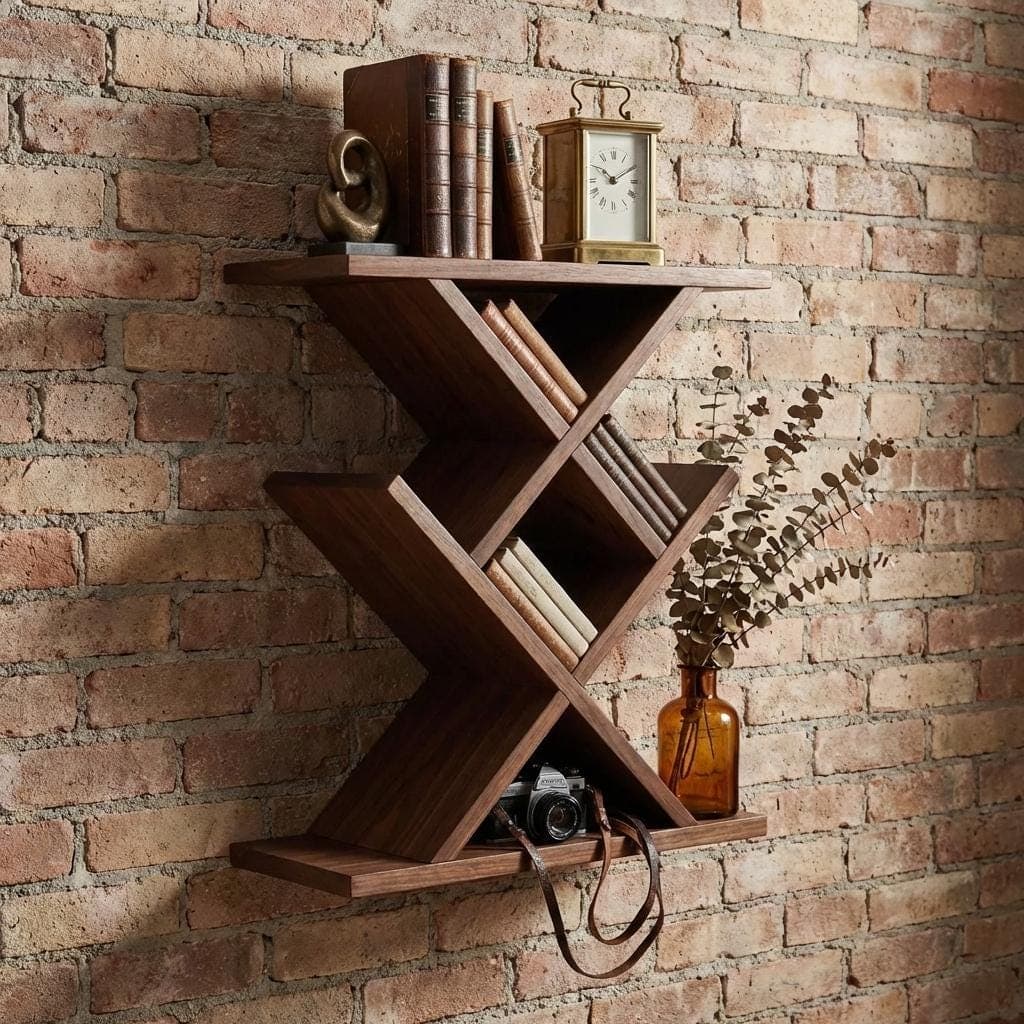 DIY Wooden Floating Shelf Plans — 3D exploded assembly view