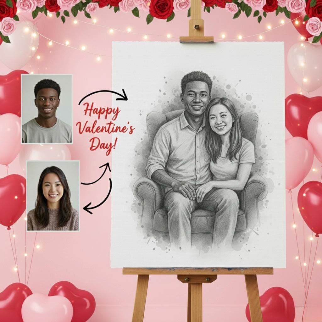 Custom Couple Portrait - Romantic Pencil Sketch — Cut list and material detail