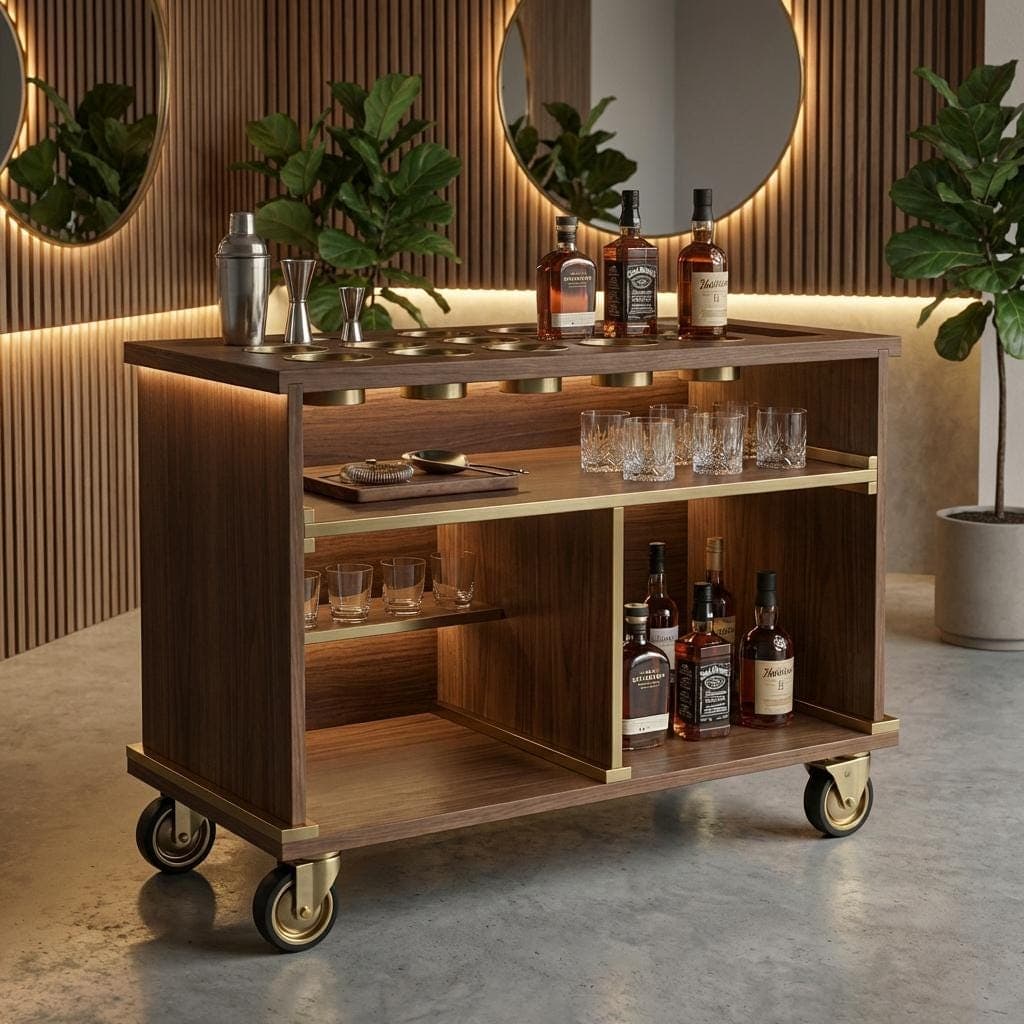DIY Mobile Bar Cart Plans — Cut list and material detail