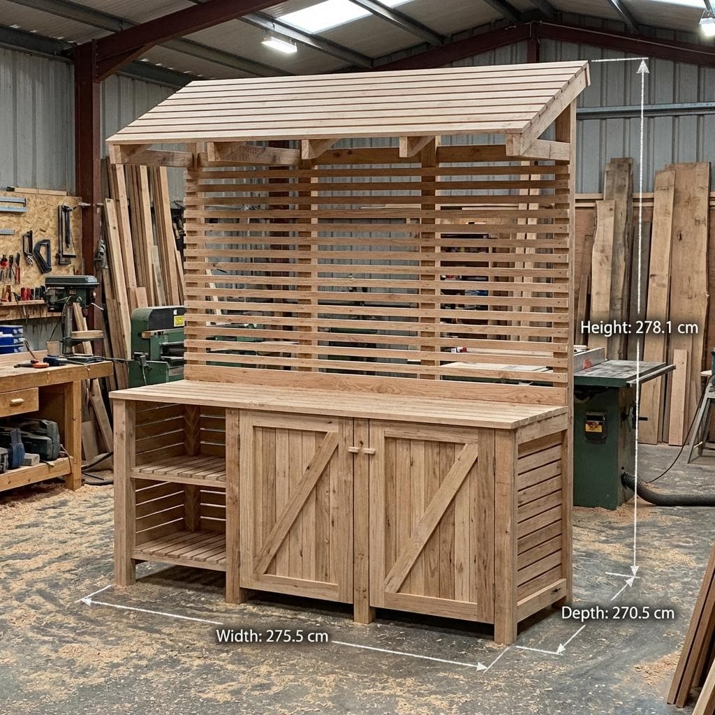 DIY Potting Bench Plans with Storage — Step-by-step 3D assembly diagram