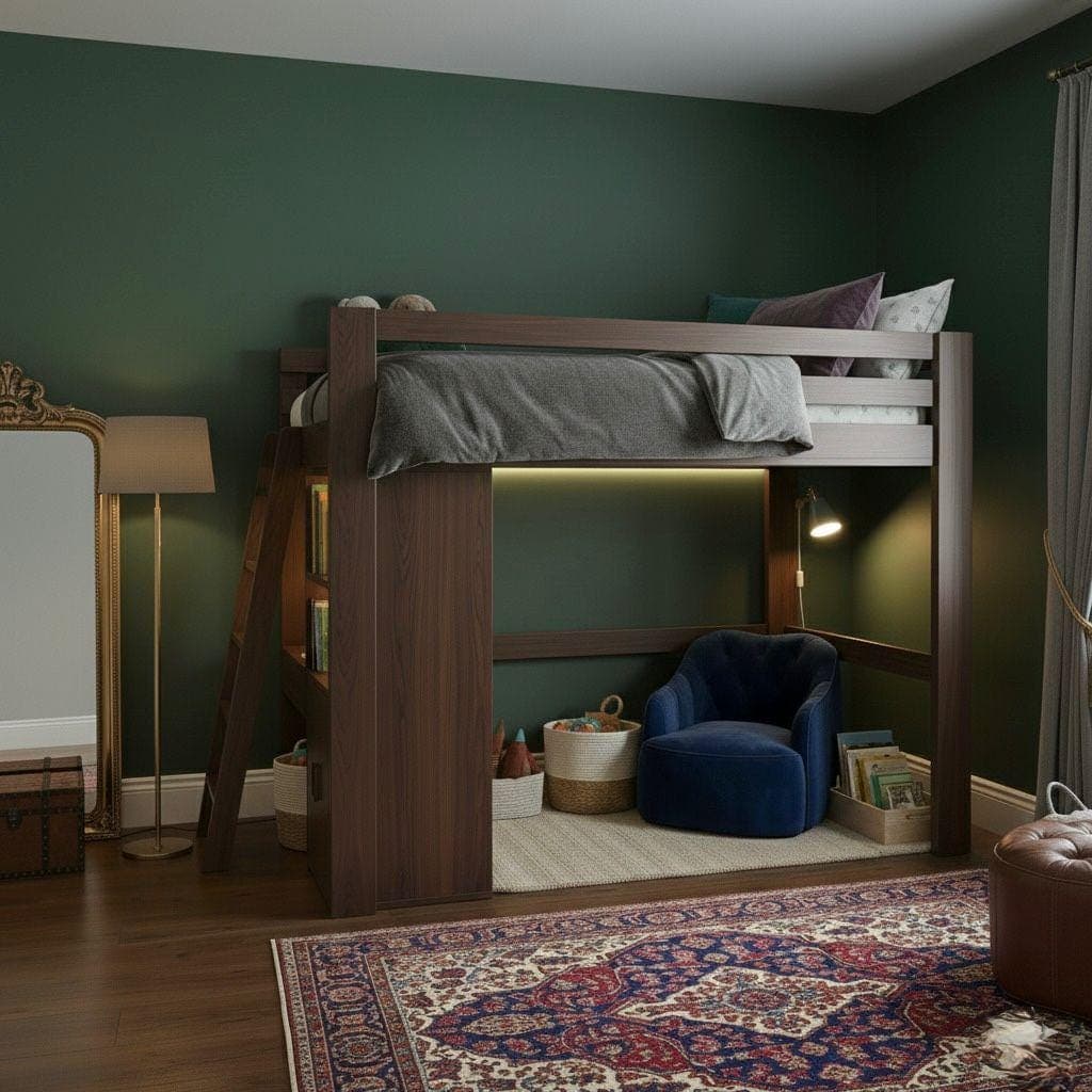 Twin Loft Bed Plans with Stairs & Desk — Cut list and material detail