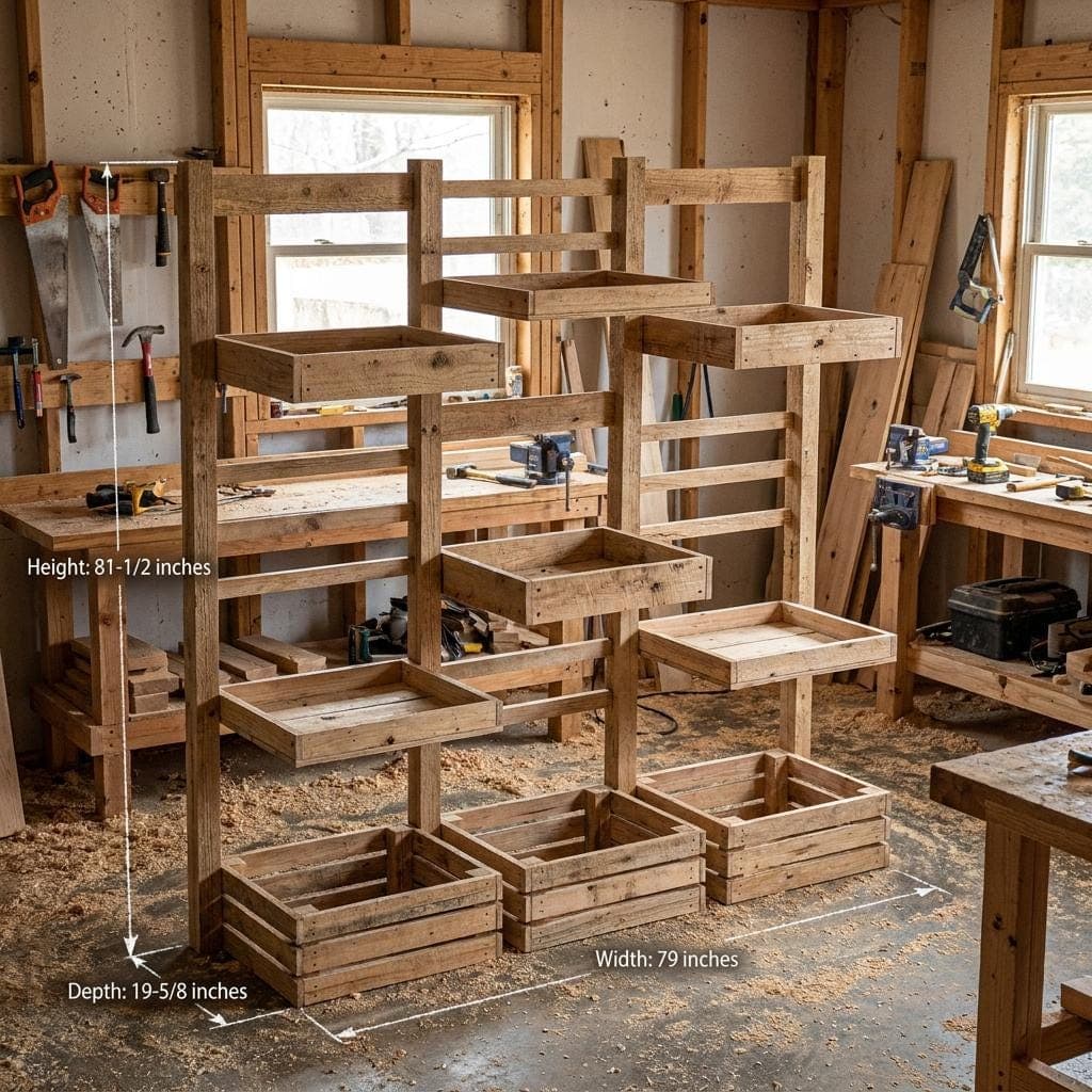 Tiered Plant Stand Plans — Step-by-step 3D assembly diagram