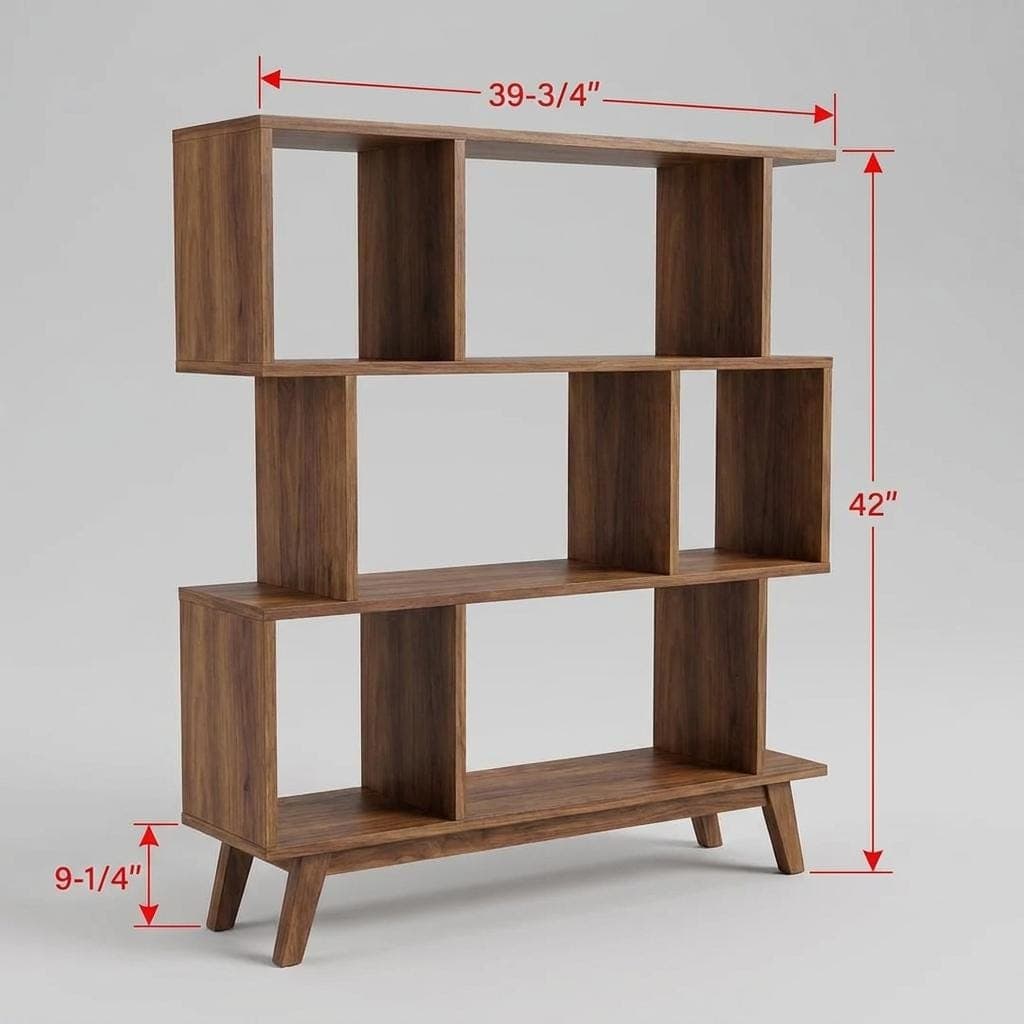 Mid-Century Modern Bookshelf Plans — 3D exploded assembly view