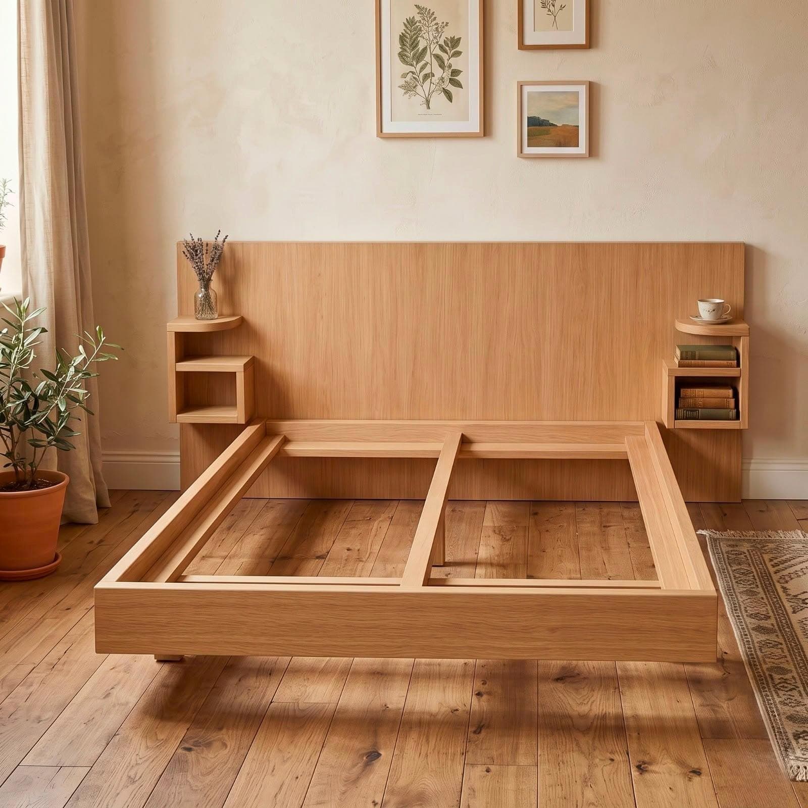 Modern Platform Bed Frame Plan — Cut list and material detail