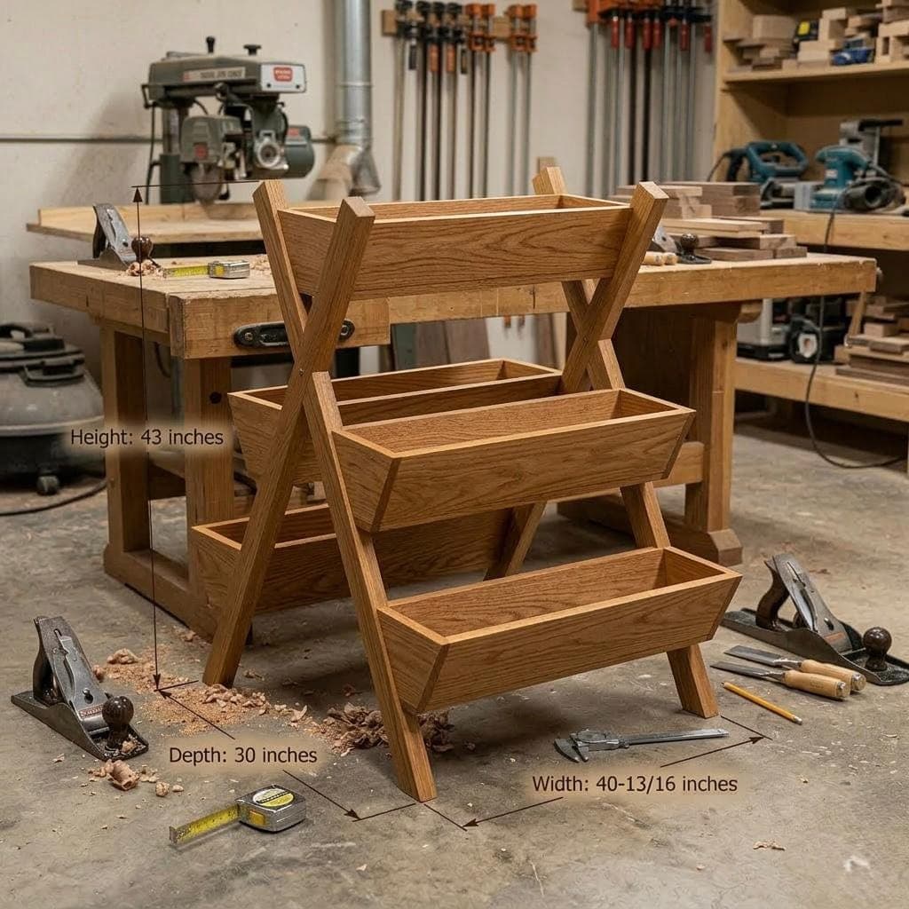 5-Tier Garden Planter Plans — Step-by-step 3D assembly diagram