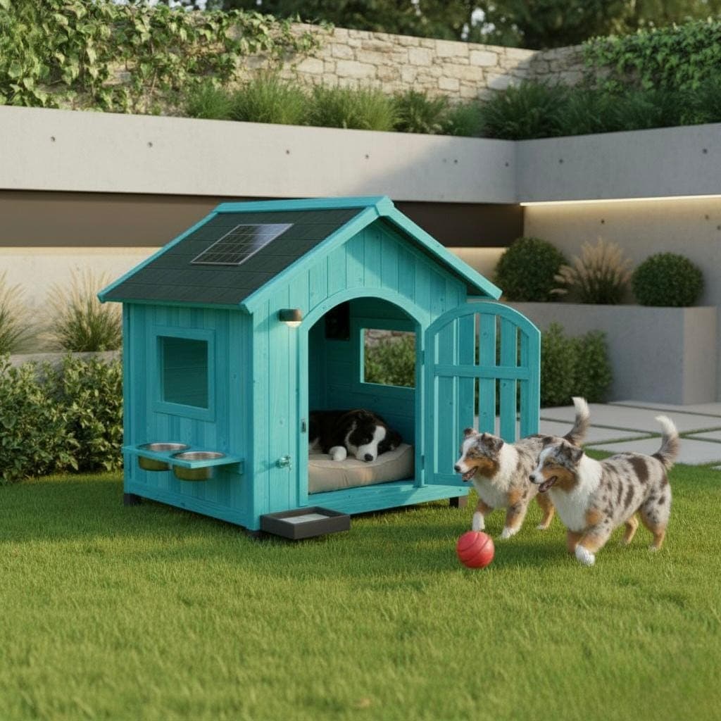 DIY Modern Dog House Plans — Step-by-step 3D assembly diagram