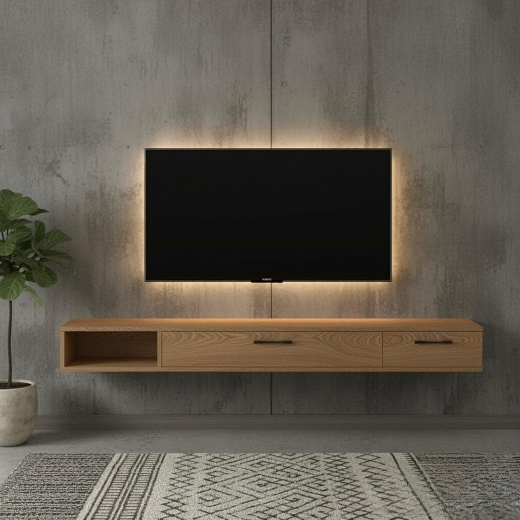 DIY Floating TV Console Plan — Step-by-step 3D assembly diagram