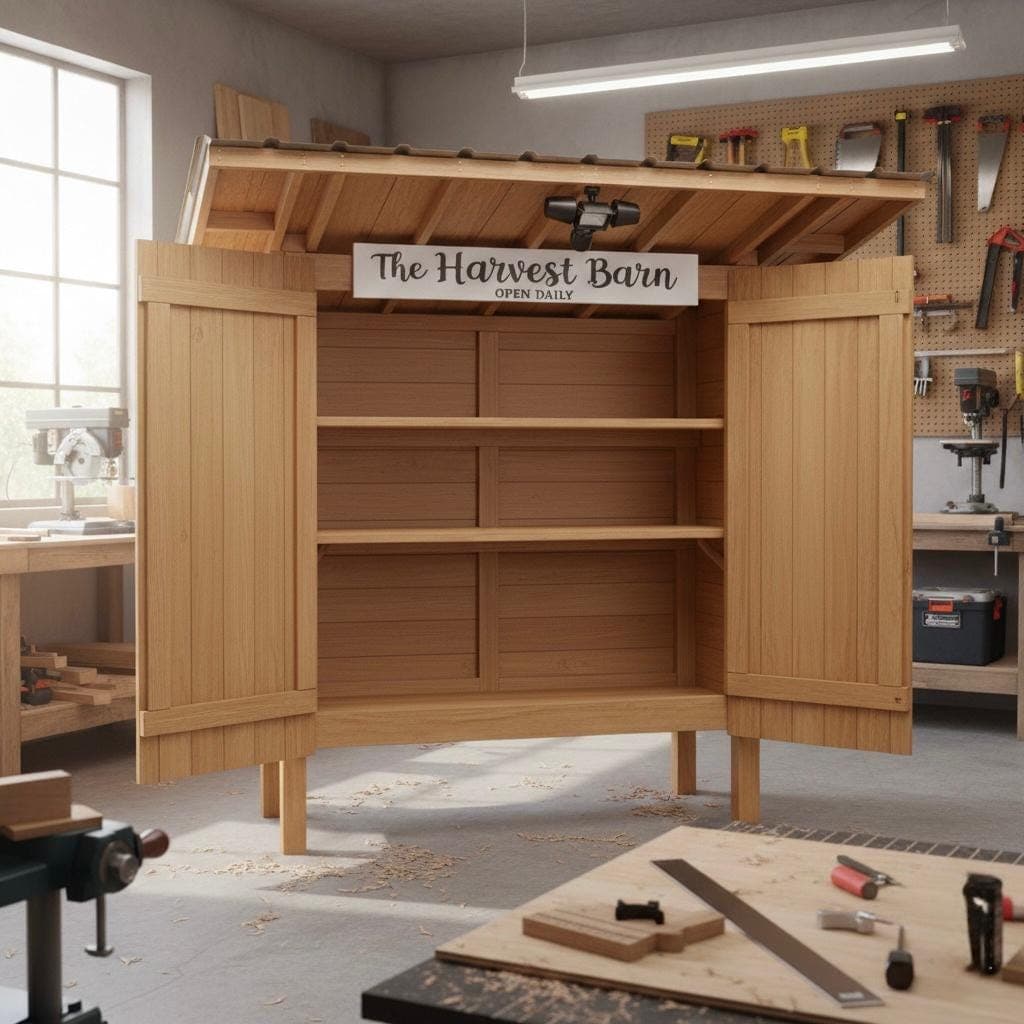 DIY Farmstand Plans — Step-by-step 3D assembly diagram