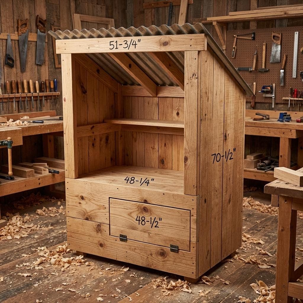 DIY Farmstand Plans — Step-by-step 3D assembly diagram