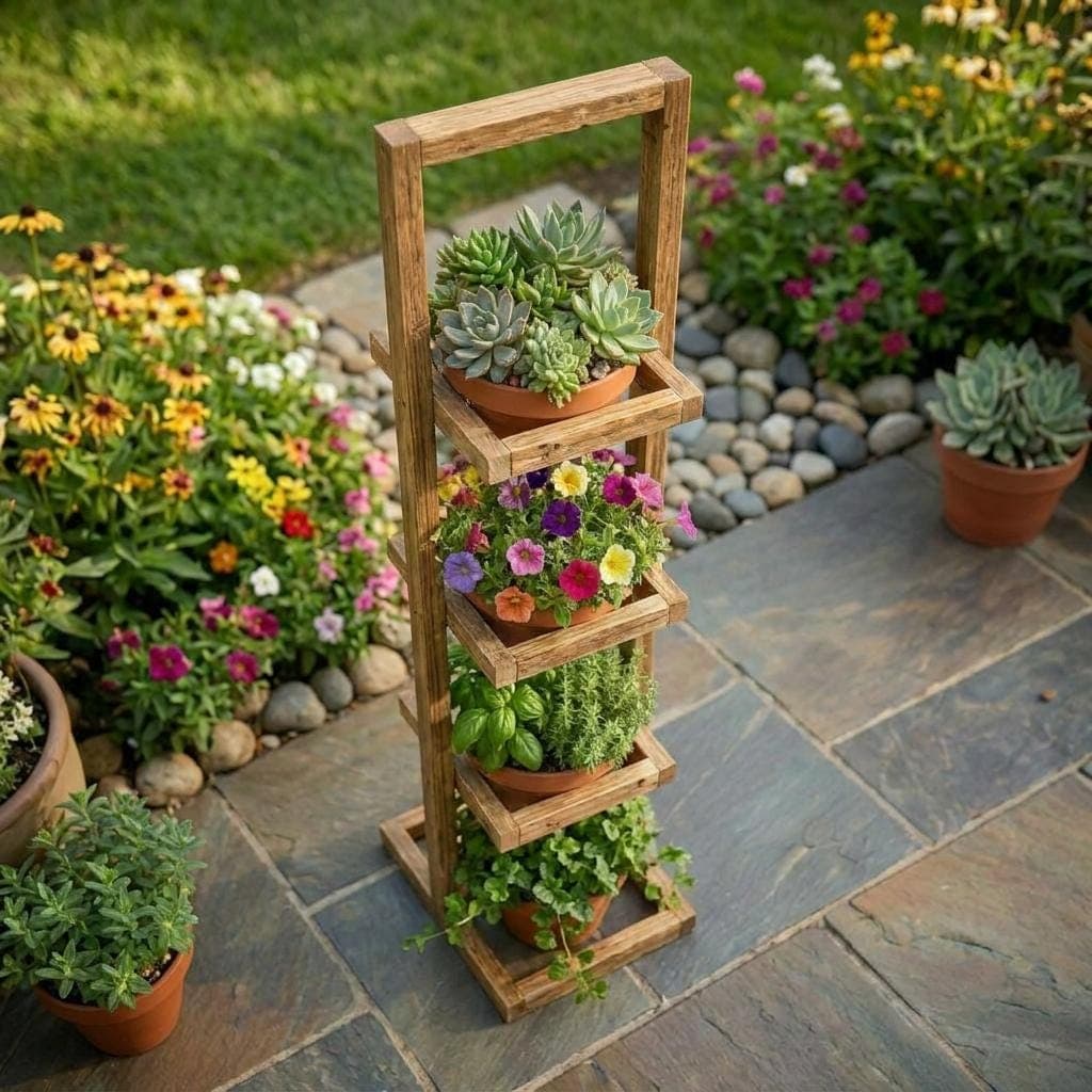 3-Tier Farmhouse Planter Stand Plans — Blueprint close-up detail