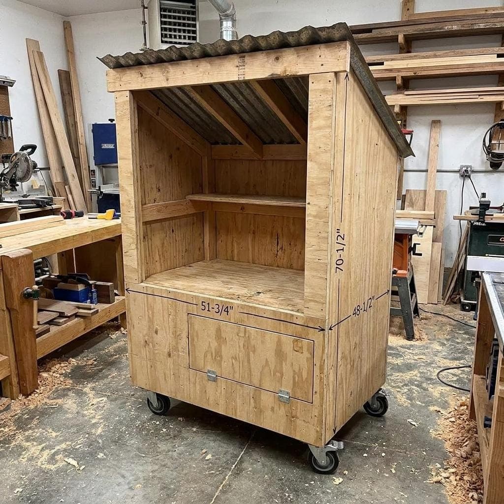 DIY Farmstand Plans — Step-by-step 3D assembly diagram