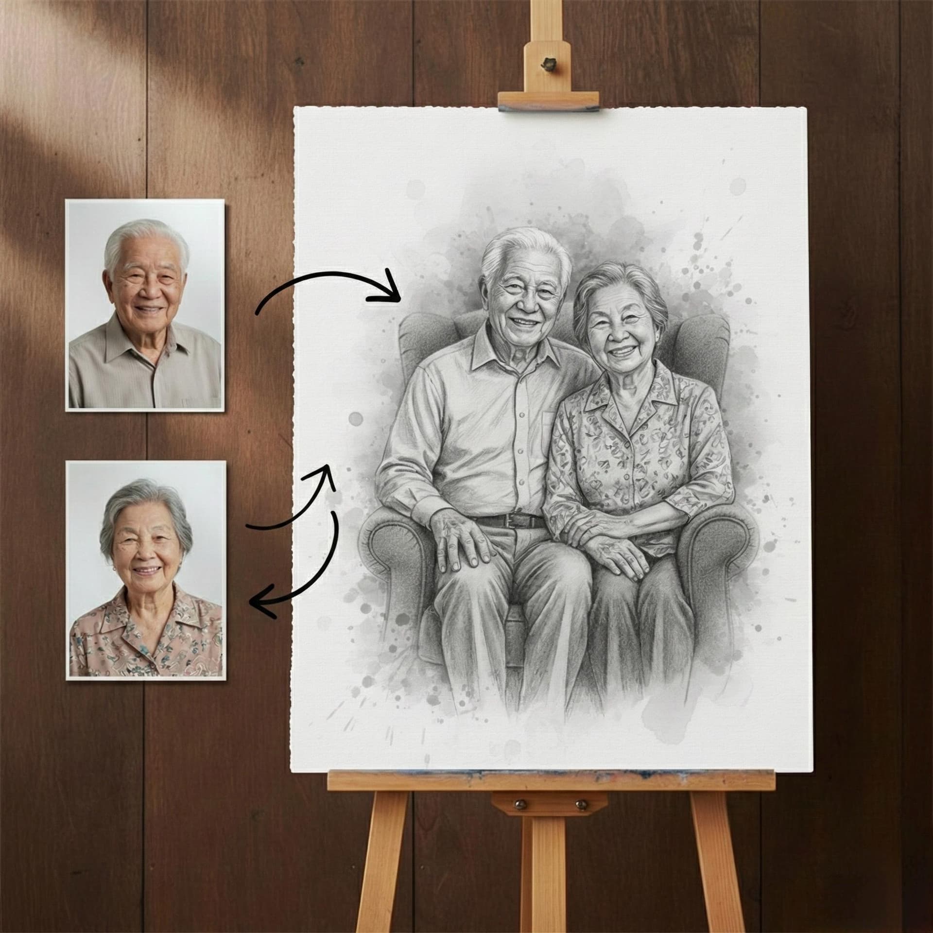 Custom Pencil Sketch Portrait - Family — Cut list and material detail