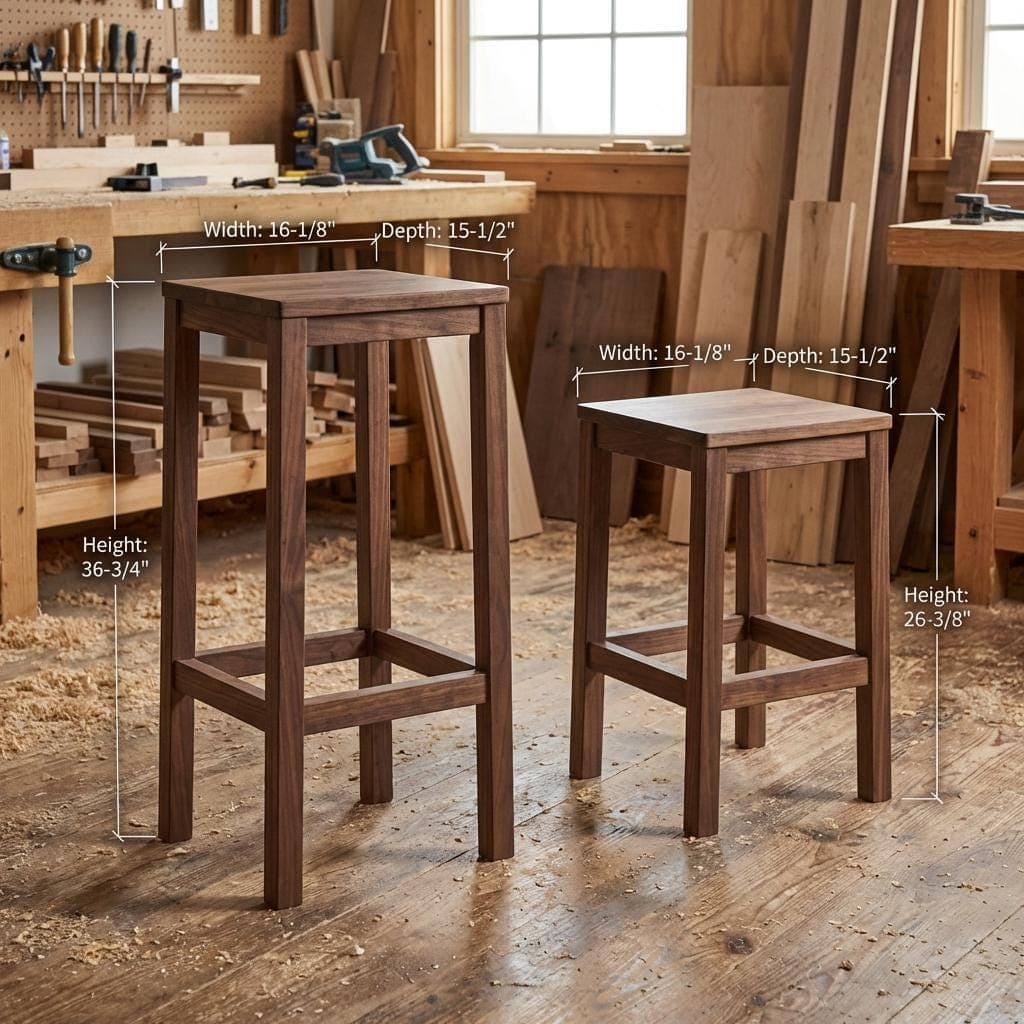 DIY Bar Stool Plans — Step-by-step 3D assembly diagram
