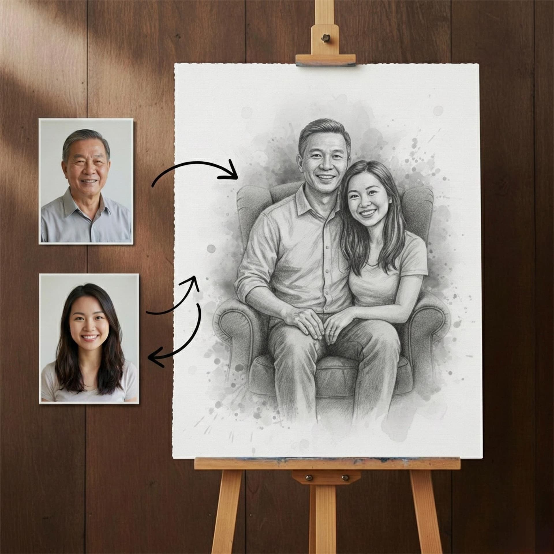 Custom Couple Portrait - Romantic Pencil Sketch — Finished build photo