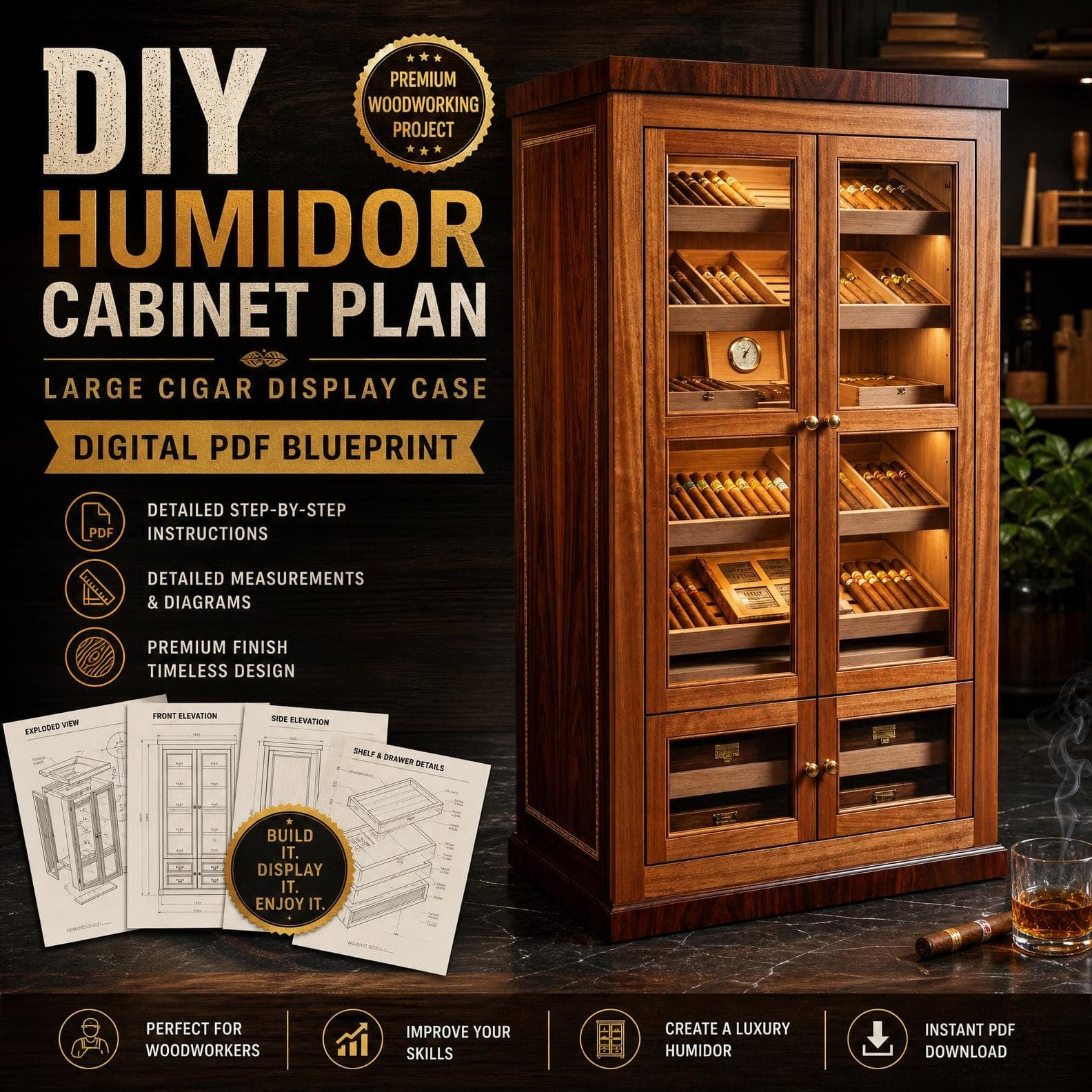 Large Cigar Humidor Cabinet Plan — Material and lumber overview