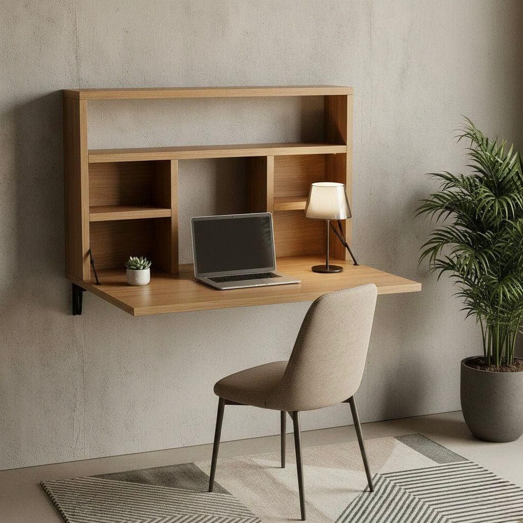 Wall Mounted Folding Desk Plans — 3D exploded assembly view