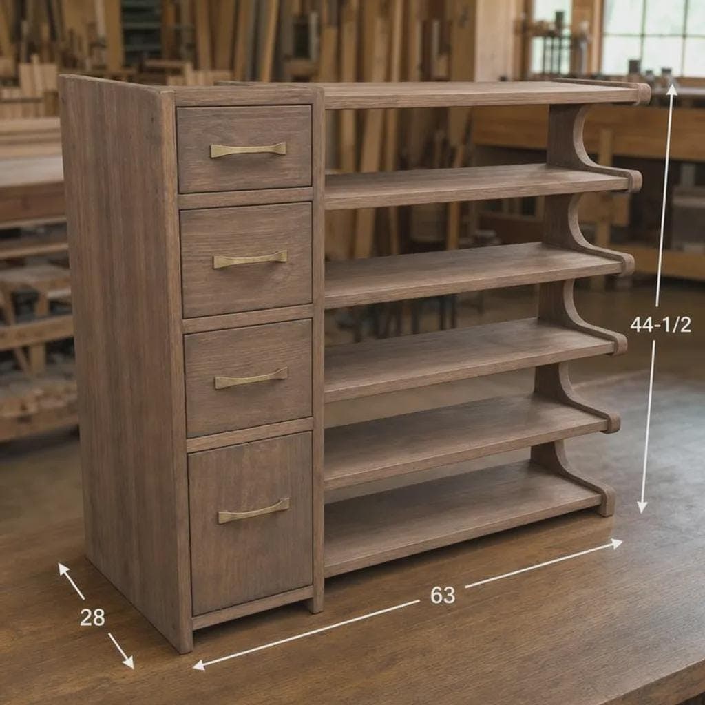 DIY Shoe Cabinet Plans — Step-by-step 3D assembly diagram