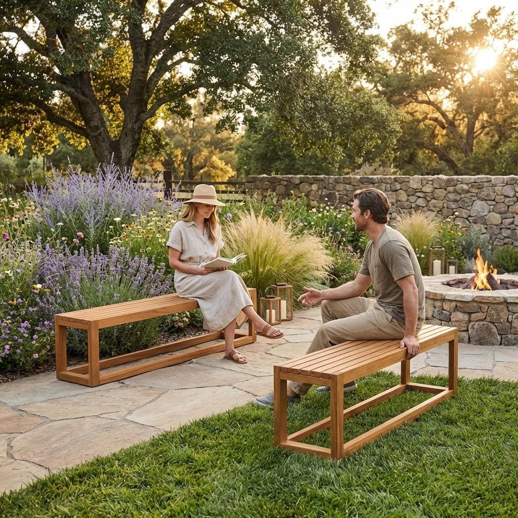 DIY Outdoor Bench Plans — 3D exploded assembly view