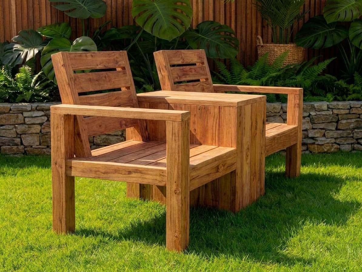 Two Seat Bench with Table DIY Plans — Cut list and material detail
