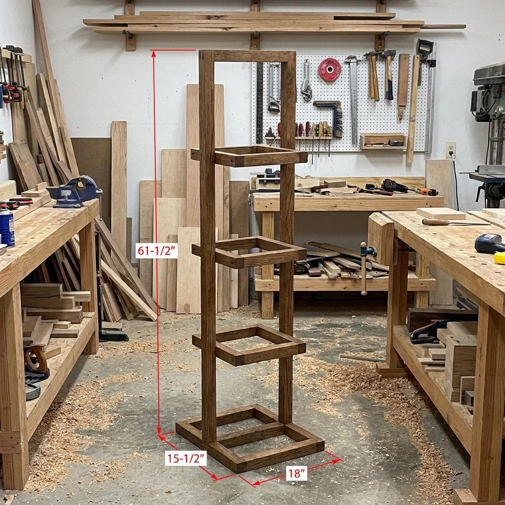 3-Tier Farmhouse Planter Stand Plans — Step-by-step 3D assembly diagram