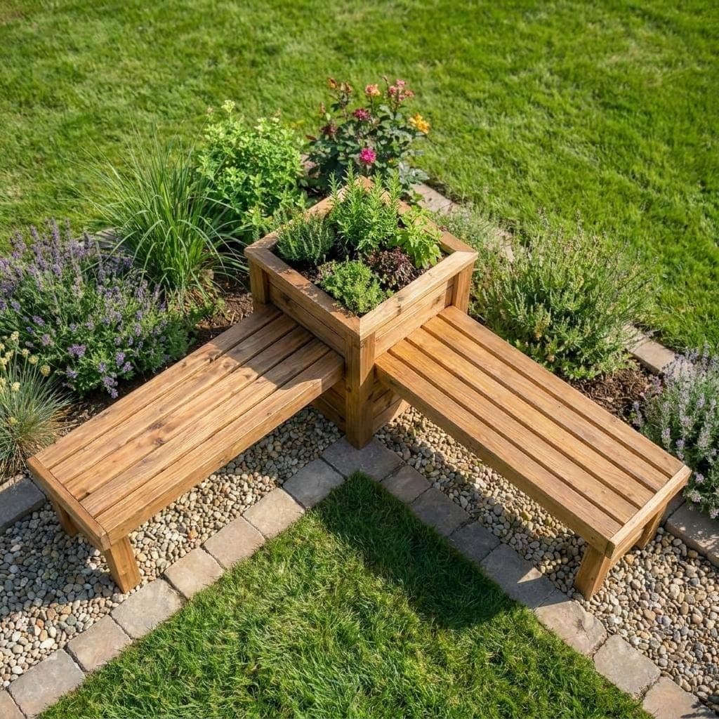 L Shaped Corner Bench Plans — Finished build photo