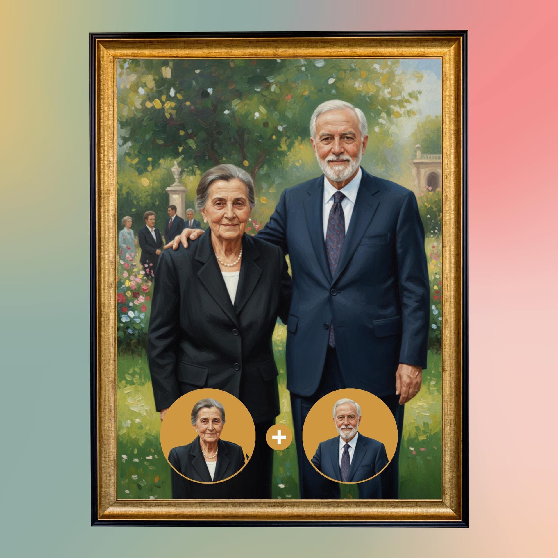 Custom Memorial Portrait — 3D exploded assembly view