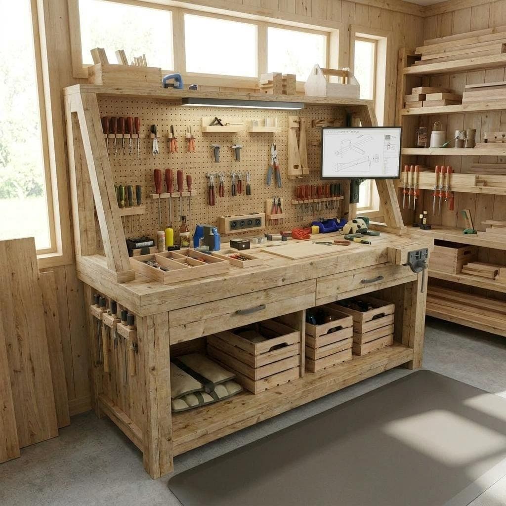 DIY Workbench Plans — Cut list and material detail