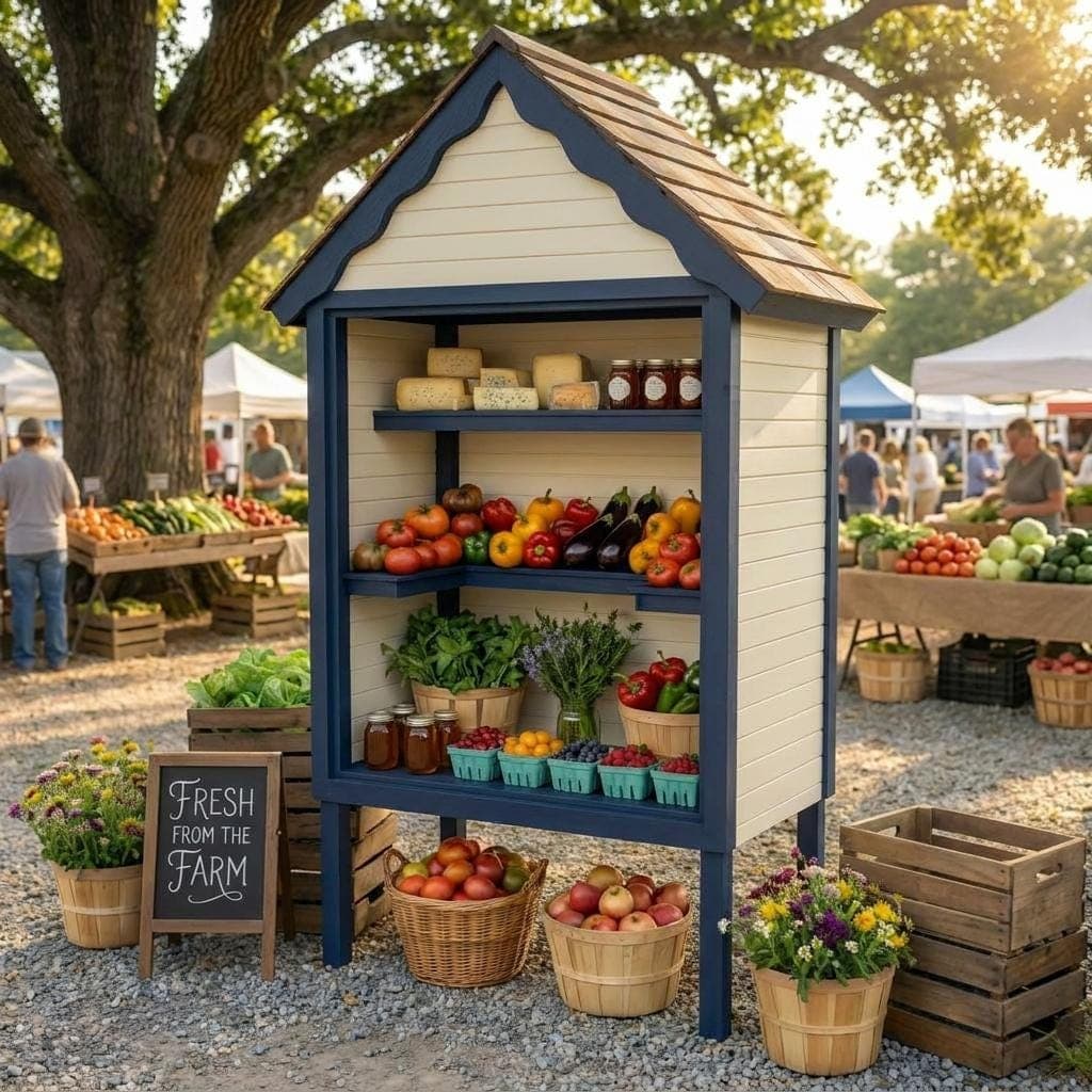 DIY Farmstand Plans — 3D exploded assembly view