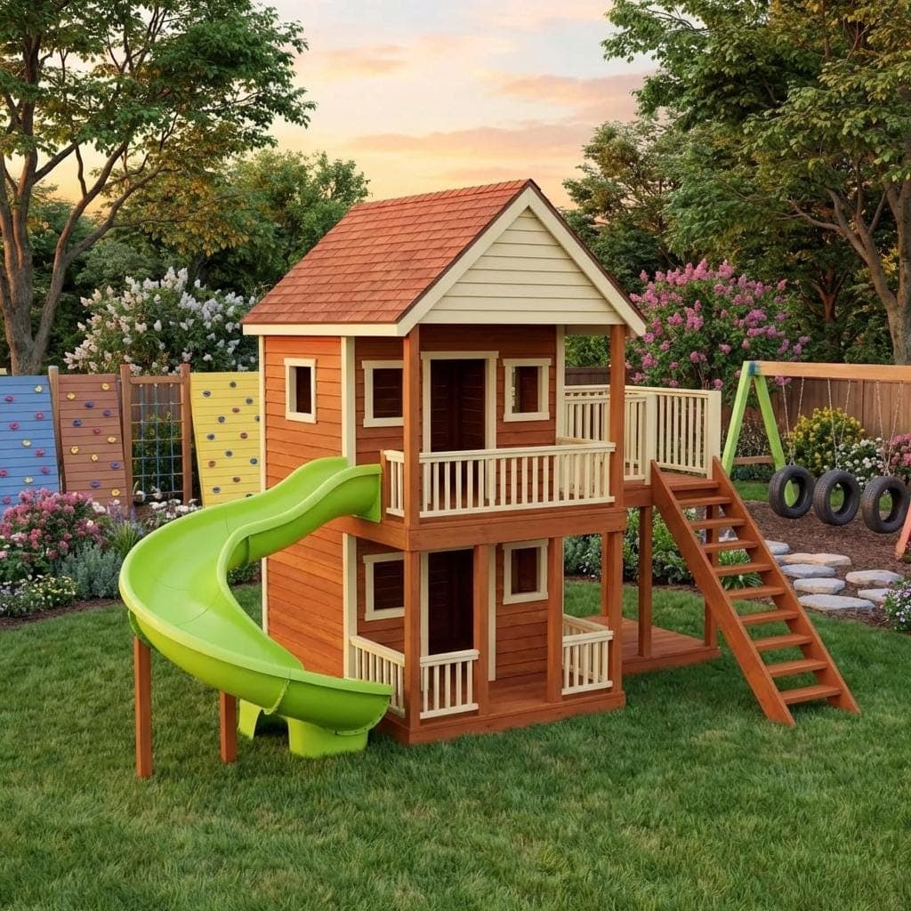 DIY Playhouse Plans — 3D exploded assembly view