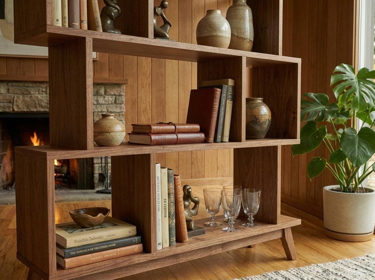Mid-Century Modern Bookshelf Plans — Blueprint close-up detail