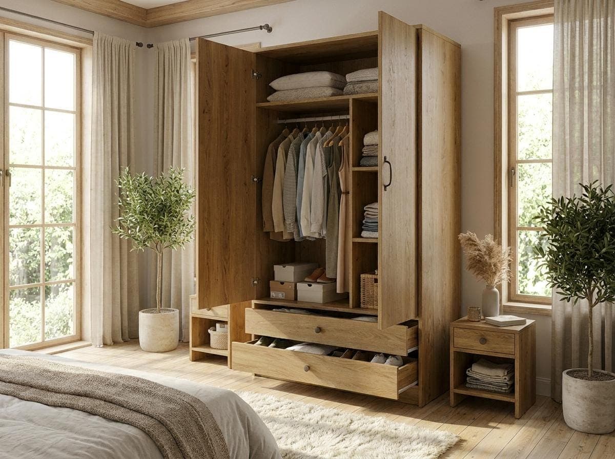 DIY Wardrobe Plans — 3D exploded assembly view