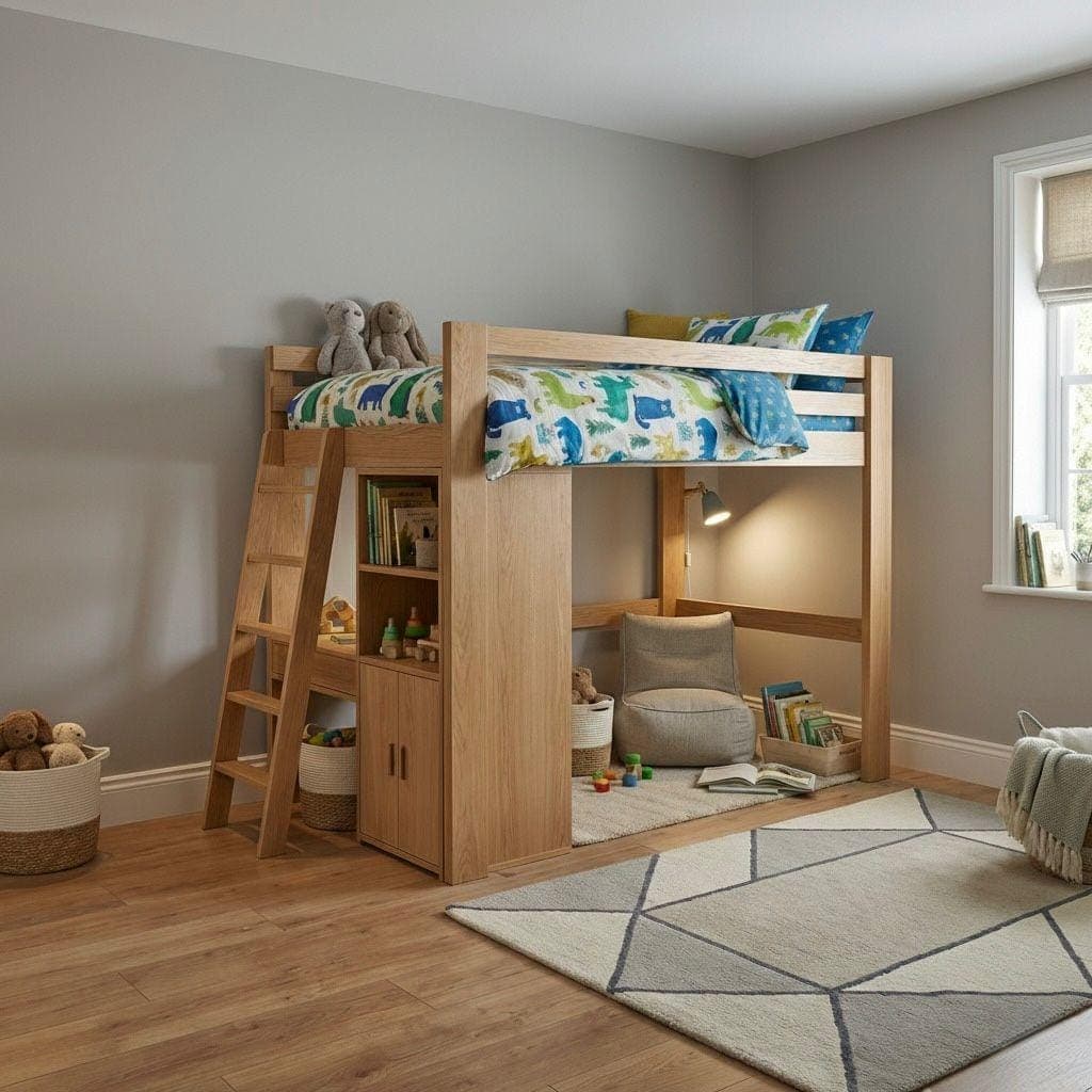 Twin Loft Bed Plans with Stairs & Desk — Material and lumber overview