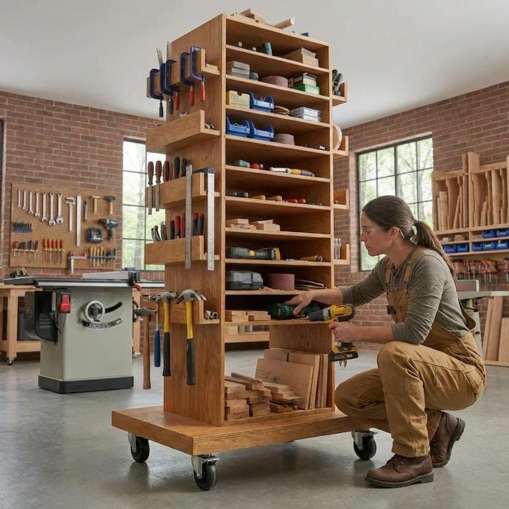 DIY Rolling Tool Station Plans — Step-by-Step DIY Woodworking Plans PDF Blueprint