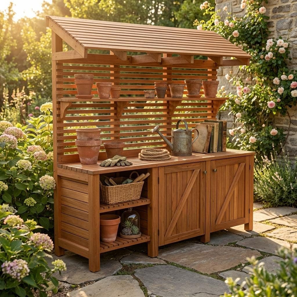 DIY Potting Bench Plans with Storage — Finished build photo