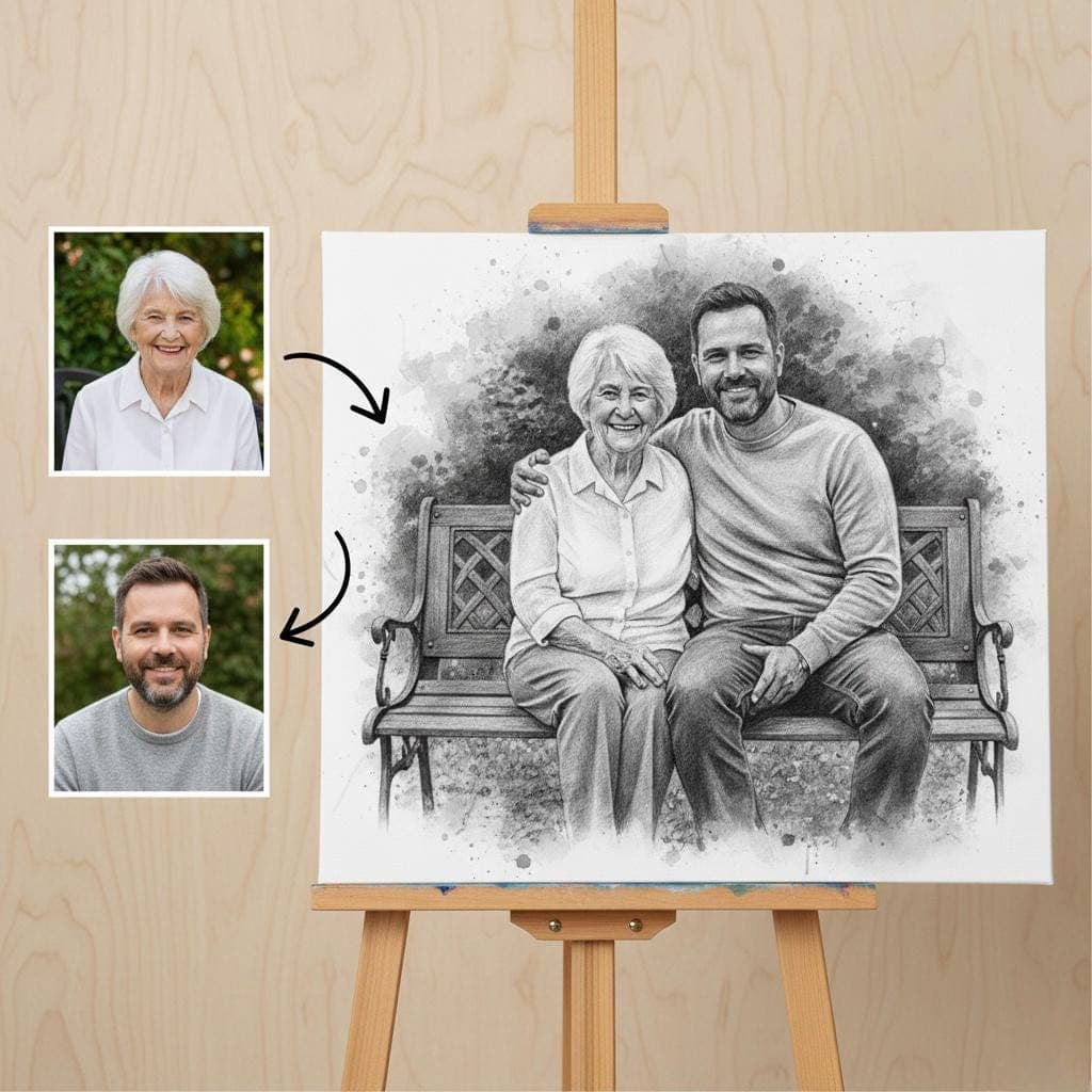 Custom Memorial Portrait From Photos — Step-by-step 3D assembly diagram