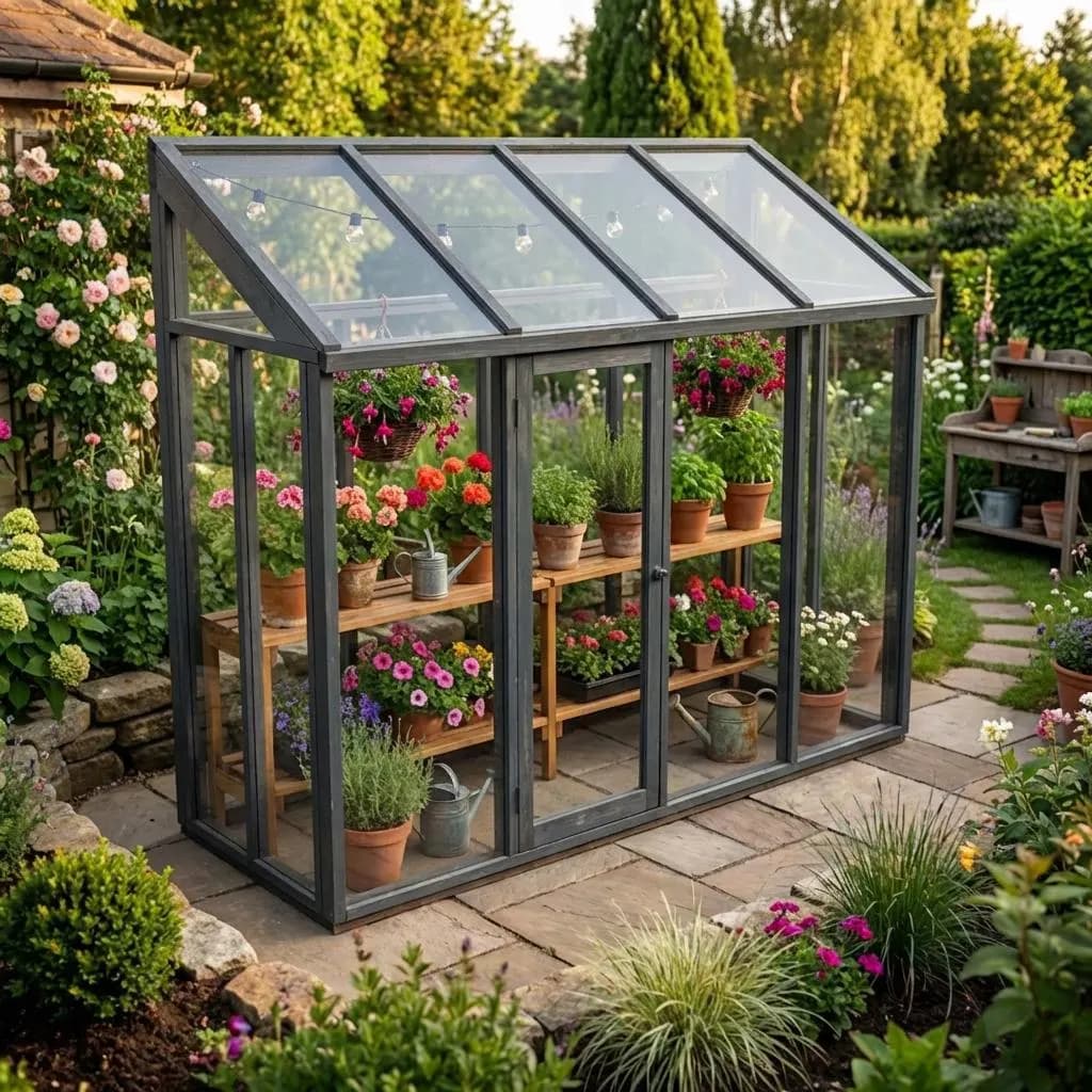 DIY Lean-To Greenhouse Plans — Finished build photo