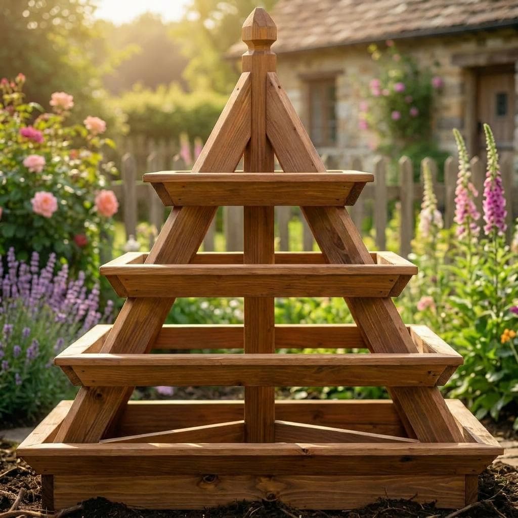 DIY Pyramid Strawberry Planter Plans — 3D exploded assembly view