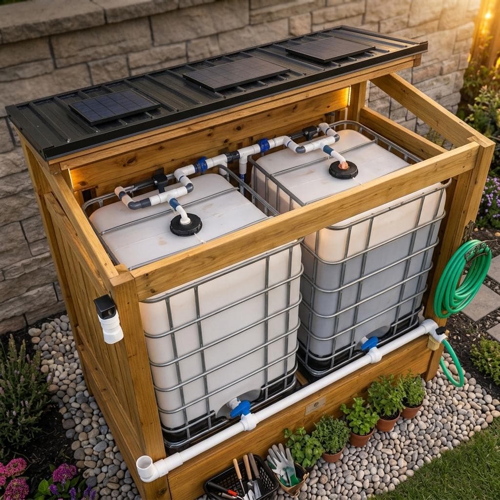 DIY Rainwater Collection System Plans — Finished build photo