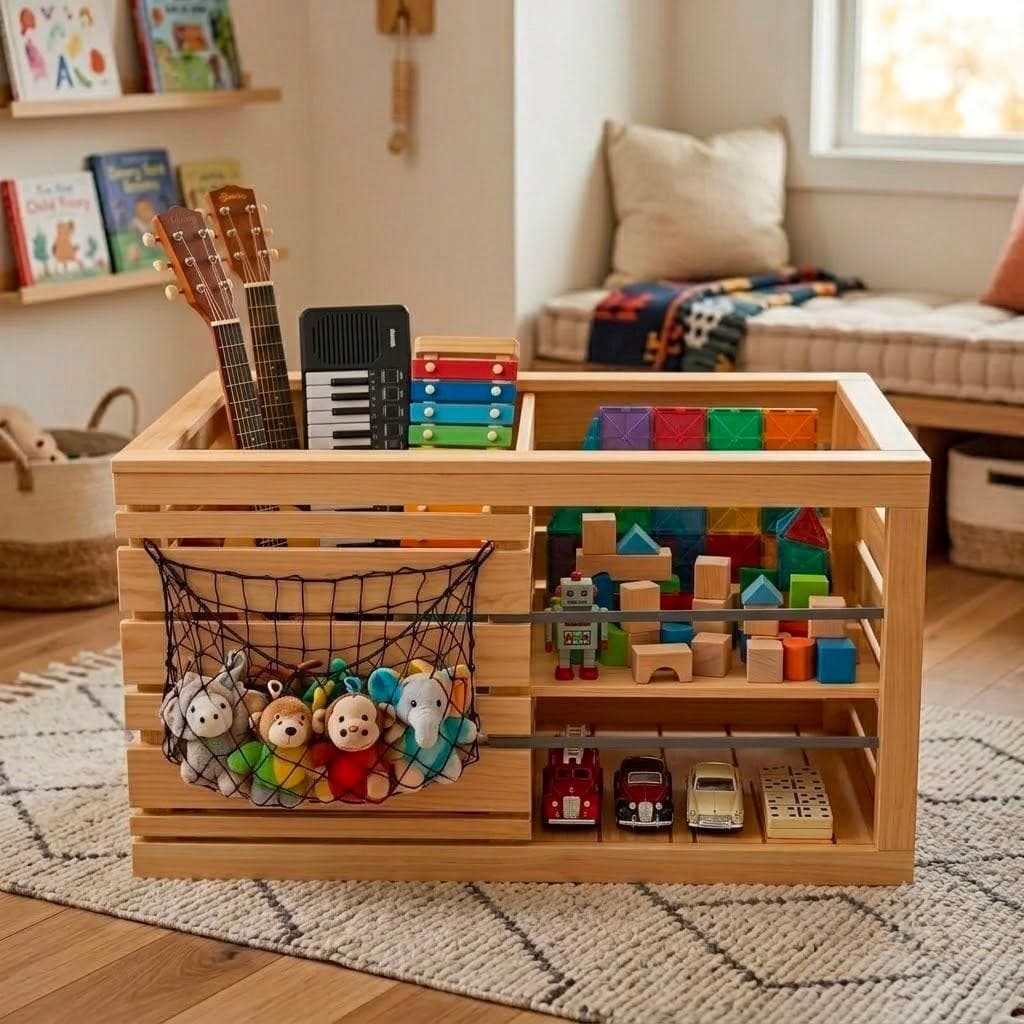 Toy Box Plans PDF — 3D exploded assembly view
