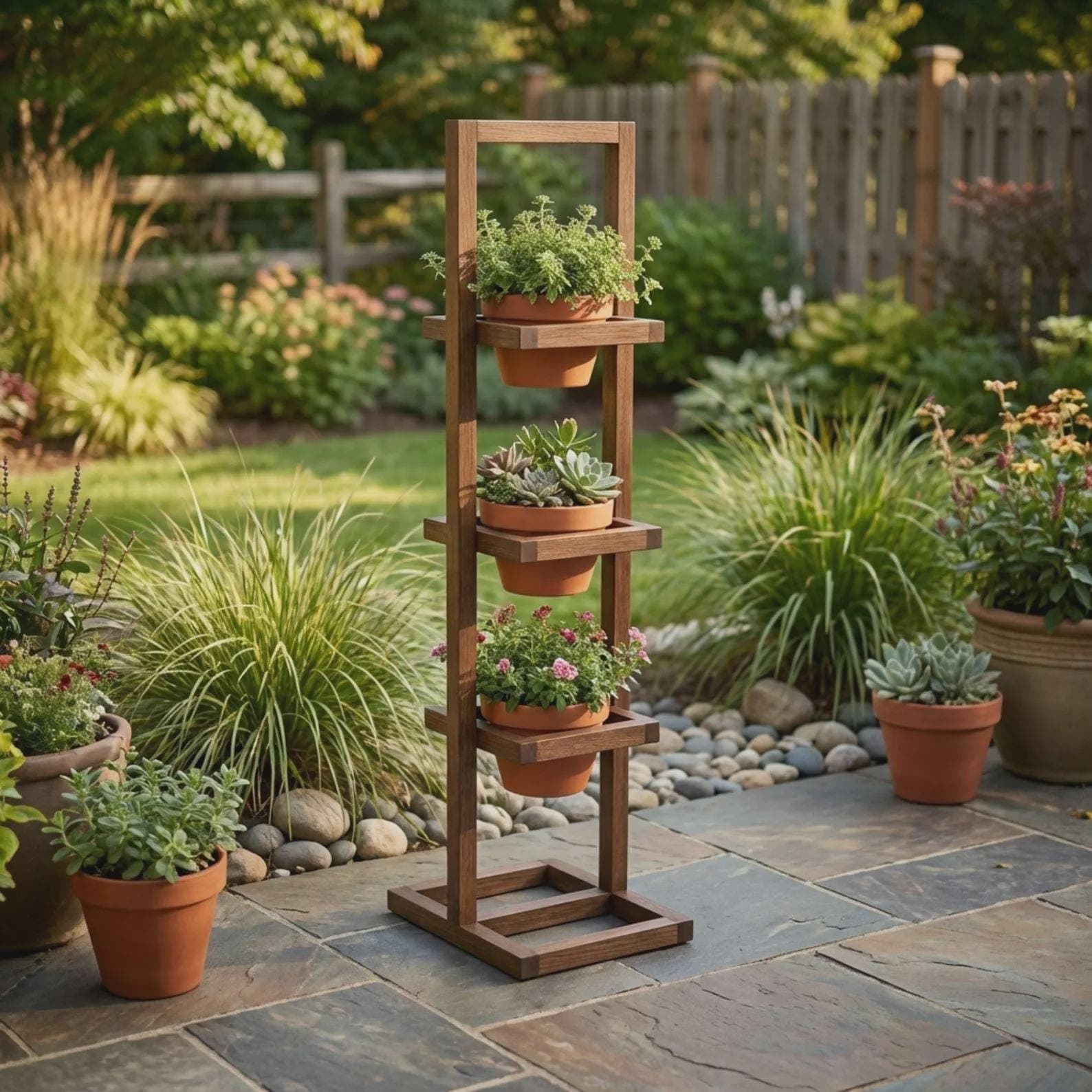3-Tier Farmhouse Planter Stand Plans — Step-by-Step DIY Woodworking Plans PDF Blueprint