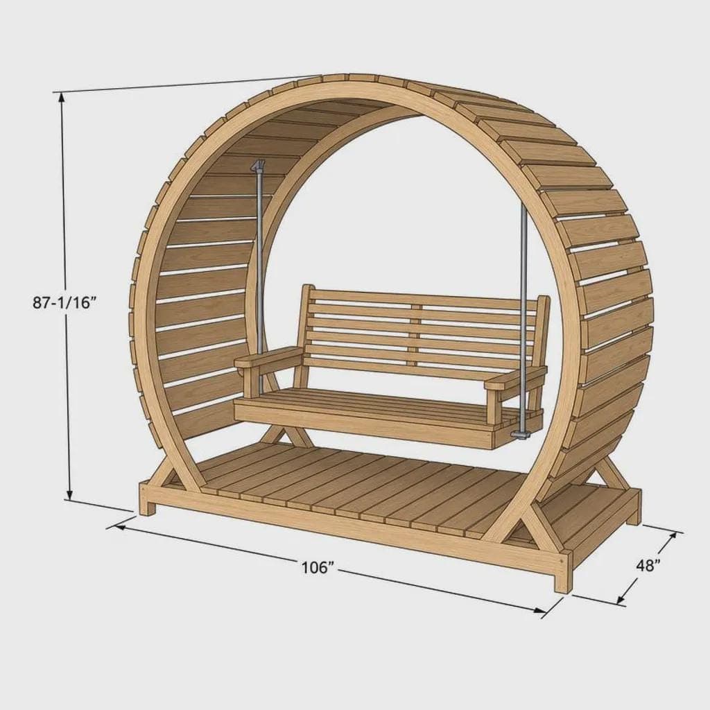 Circular Pergola Porch Swing Plans — Step-by-step 3D assembly diagram
