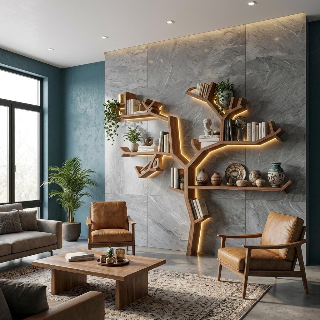 DIY Tree Bookshelf & Bookcase Plans — Finished build photo