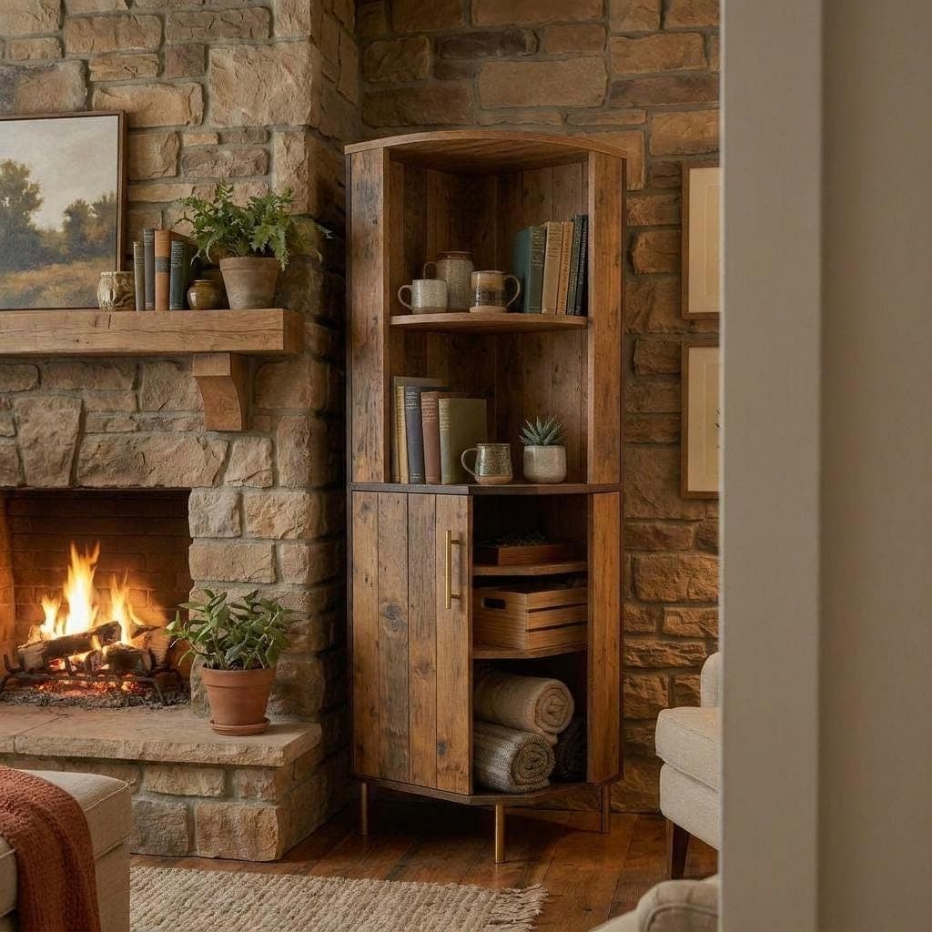 Corner Bookshelf Plans — 3D exploded assembly view