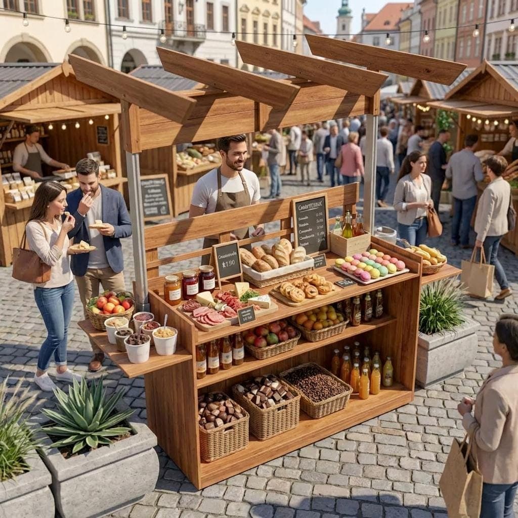 DIY Collapsible Coffee Cart Plans — 3D exploded assembly view
