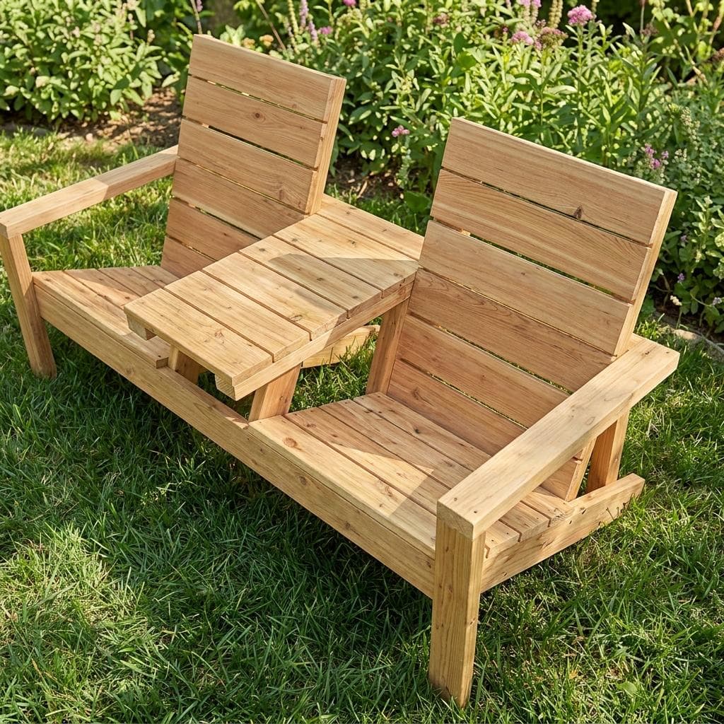 Double Garden Chair Bench Plans — Blueprint close-up detail