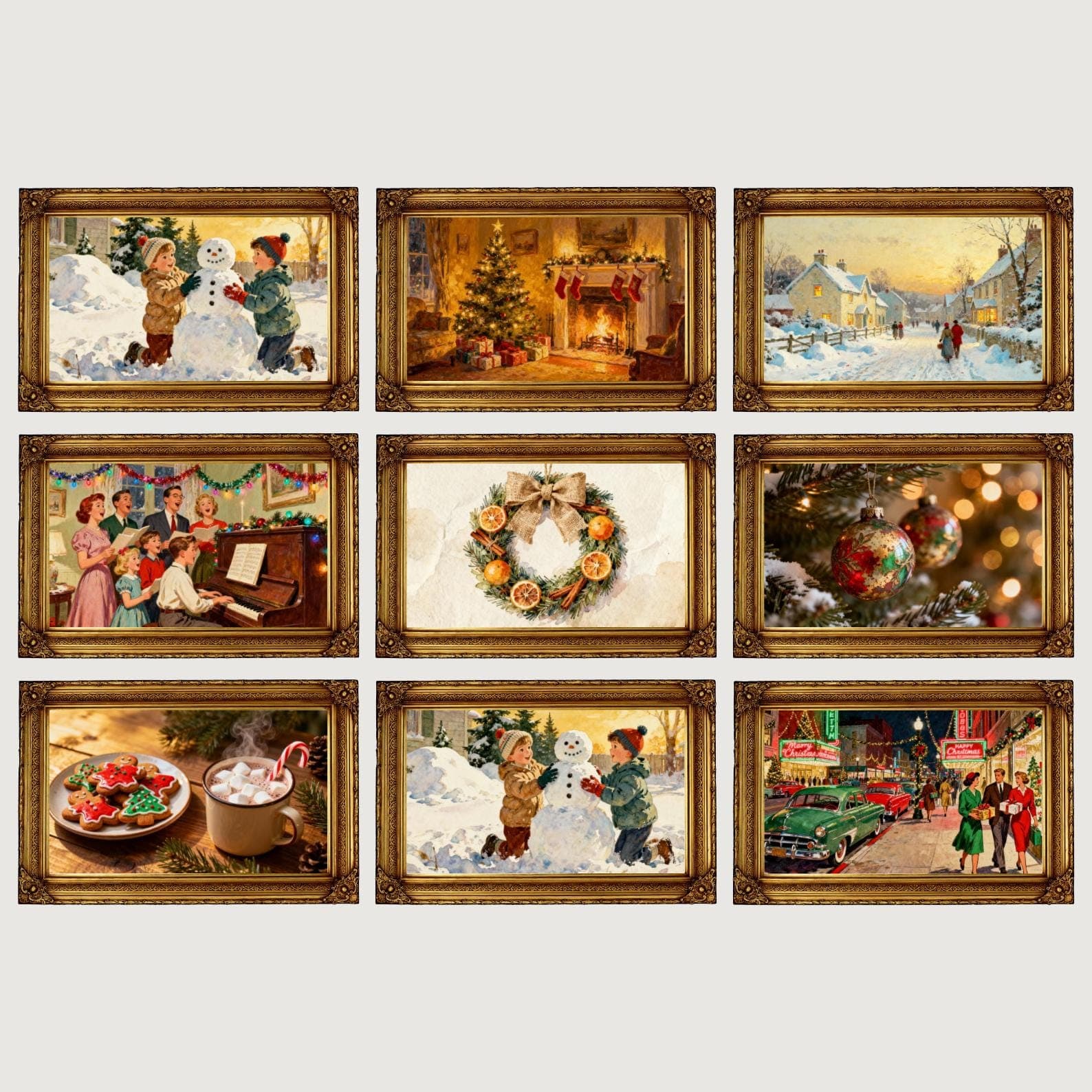 Vintage Christmas Art — Step-by-step 3D assembly diagram