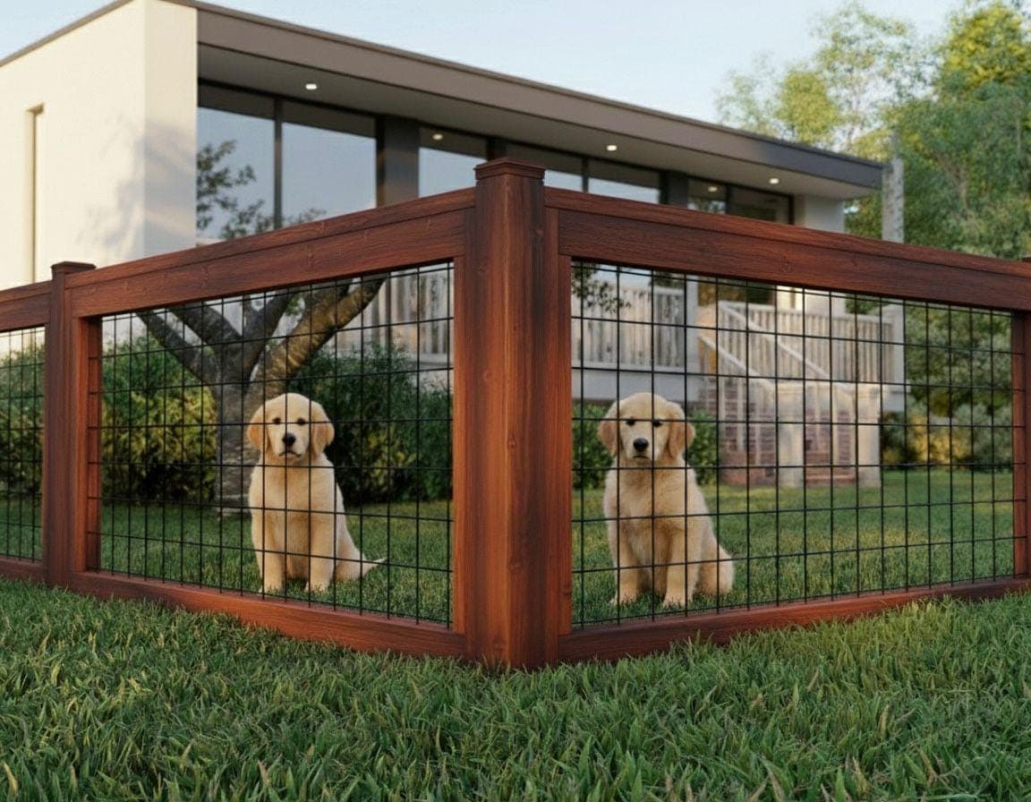 DIY Modern Wood & Metal Fence Plan — 3D exploded assembly view